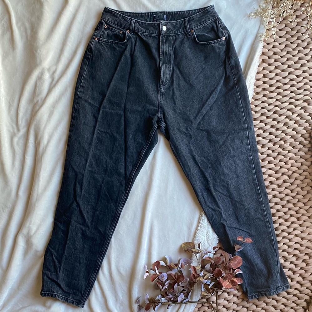 ASOS curve slouchy high waisted jeans in faded black